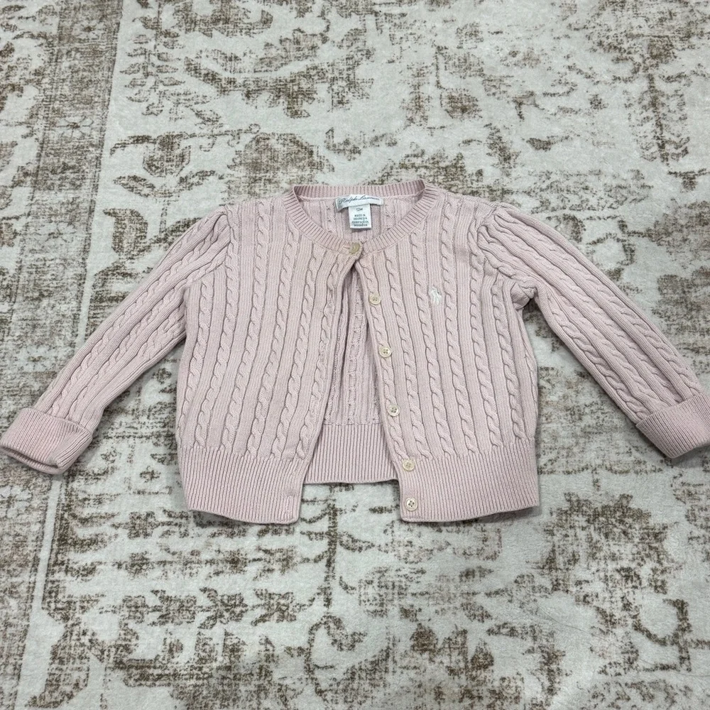 Ralph Lauren 12 Months Pink Cable Knit Cardigan